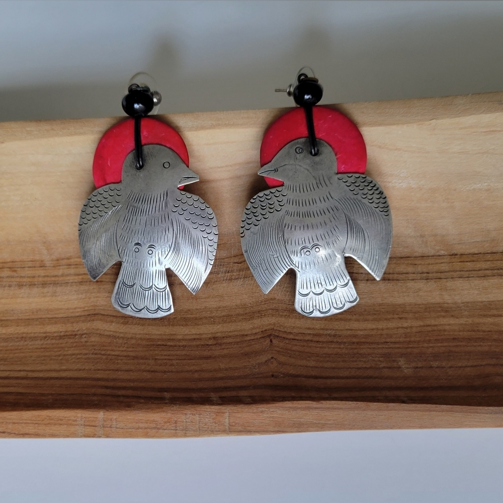 Aztec Bird Earrings - Picture 2 of 4